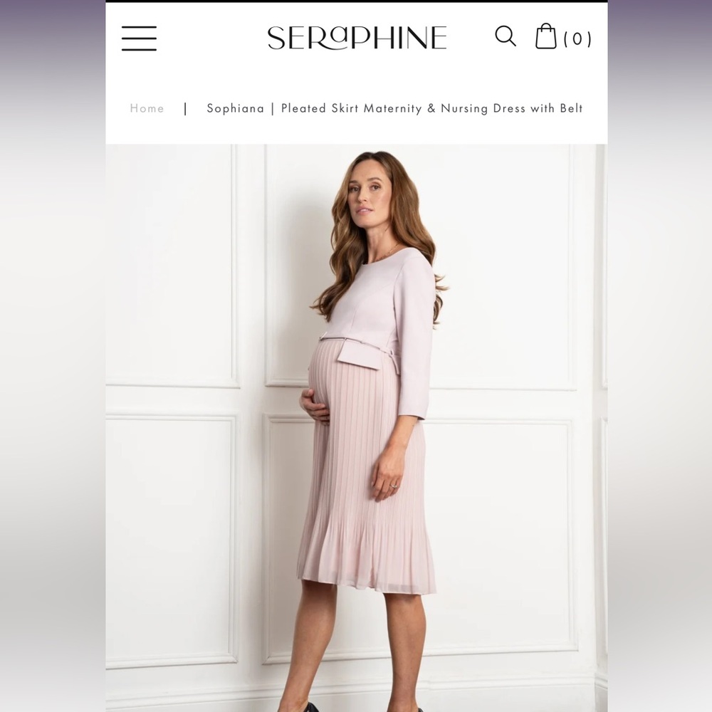 Pleated pink Seraphine maternity dress